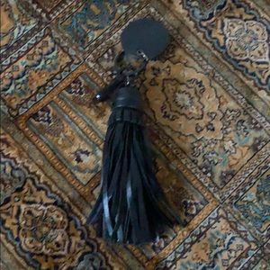 Mimco black leather tassels